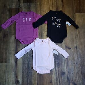 Baby Girl Sz 12 Months Garanimals 3 Piece Longsleeve Oneies